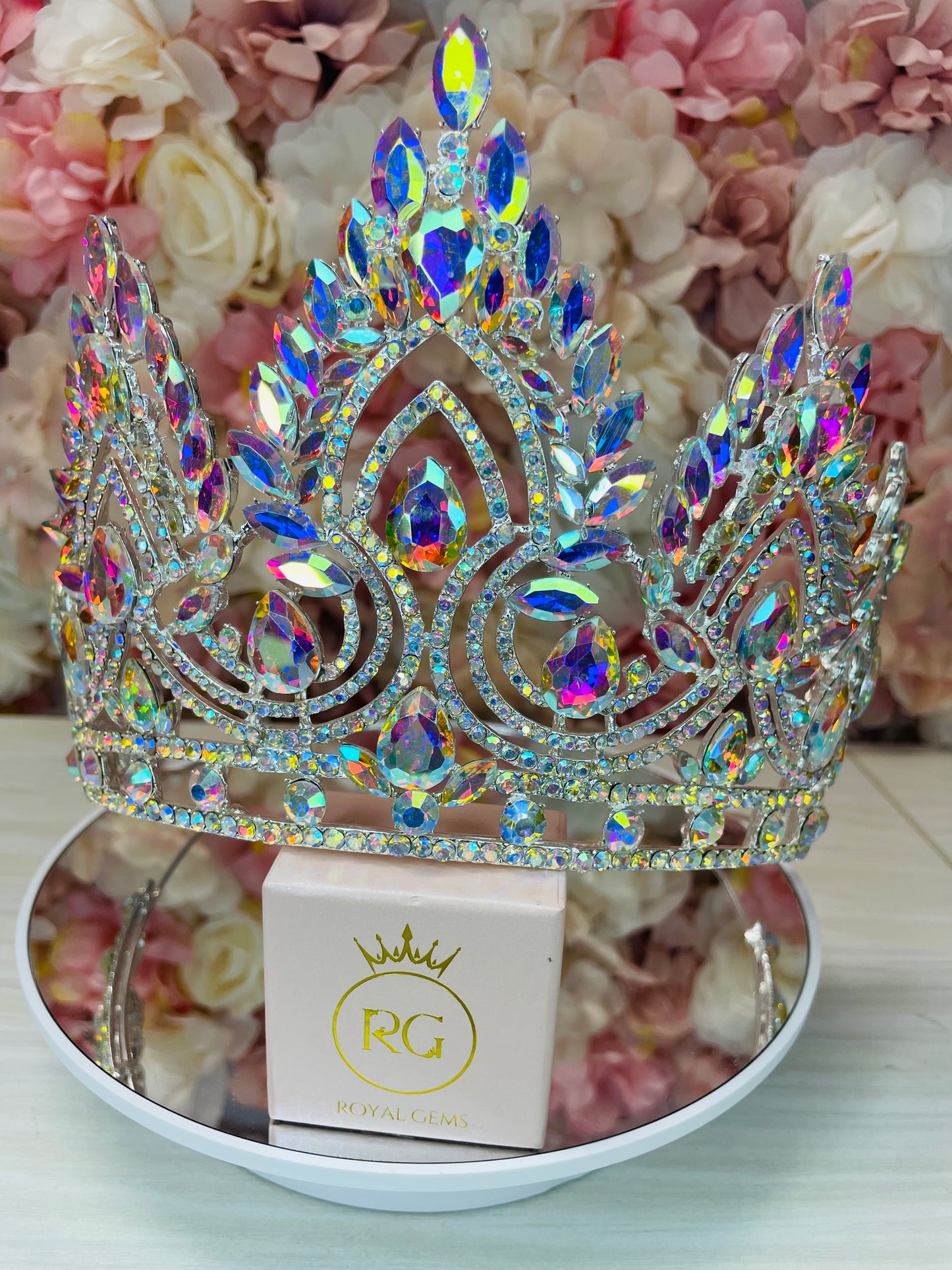 Tall Iridescent Quinceañera Crown