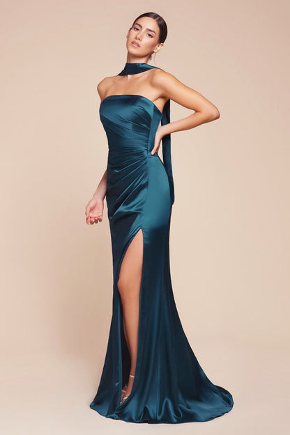 The Diana One Shoulder Satin Gown