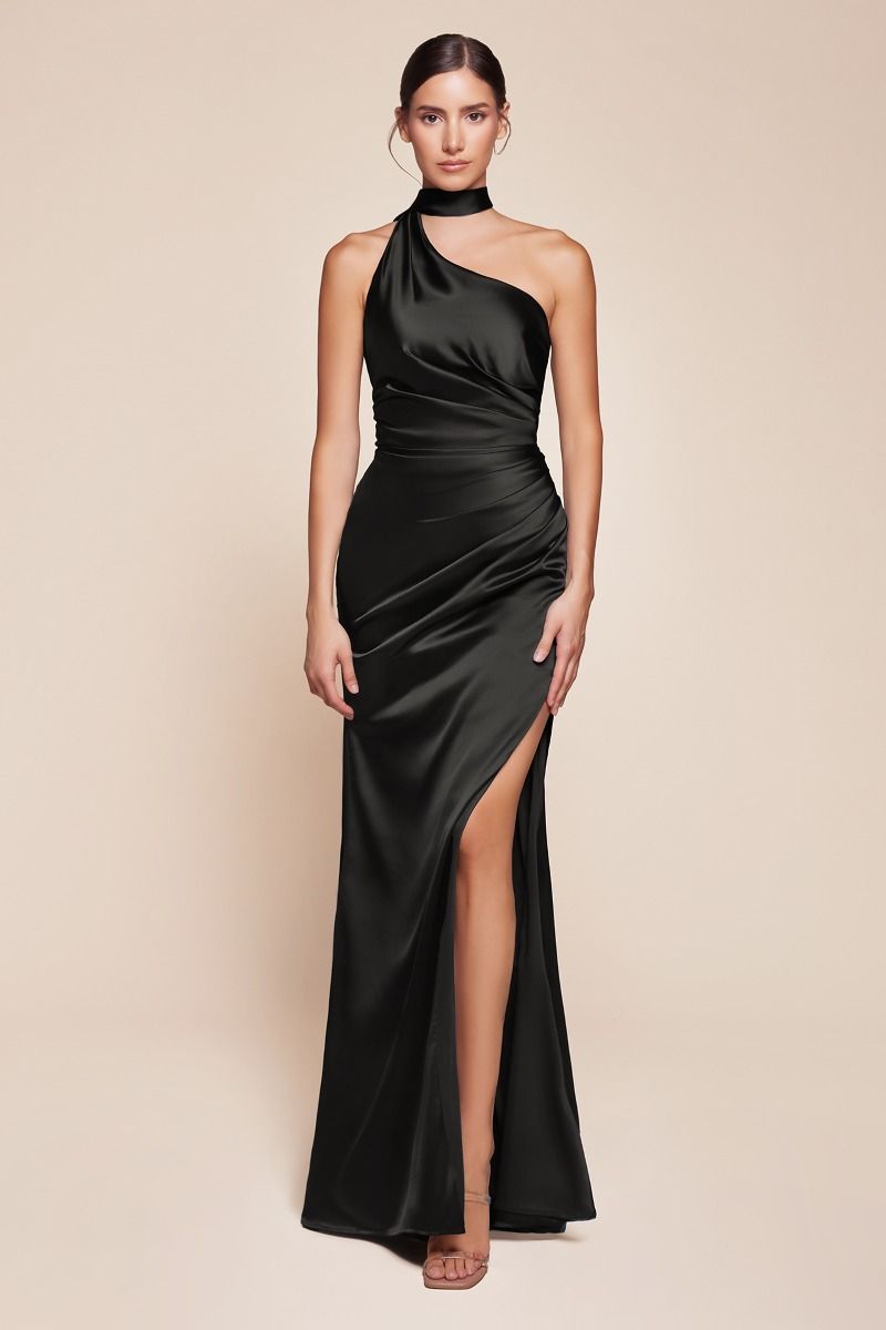 The Diana One Shoulder Satin Gown