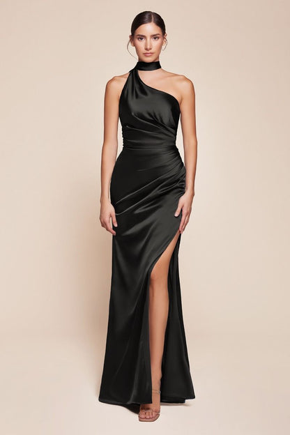 The Diana One Shoulder Satin Gown