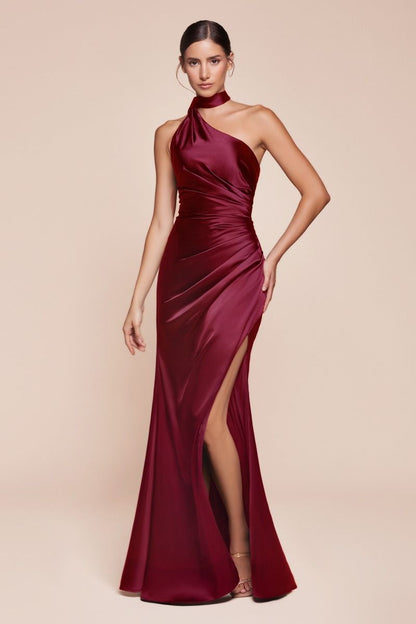 The Diana One Shoulder Satin Gown
