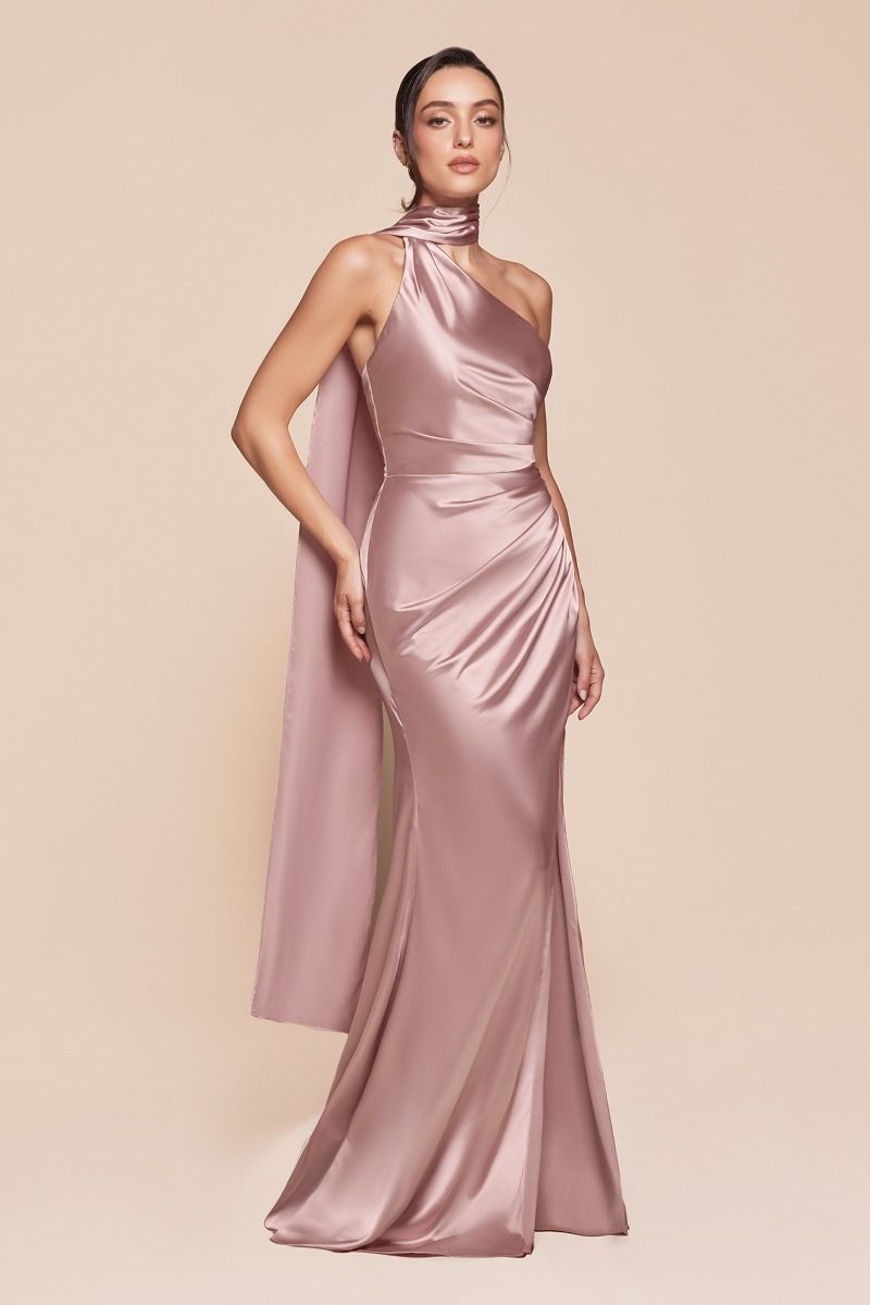 The Diana One Shoulder Satin Gown