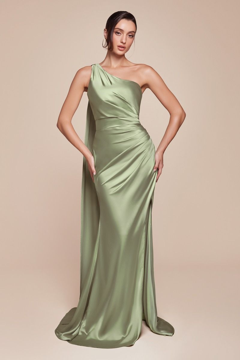 The Diana One Shoulder Satin Gown