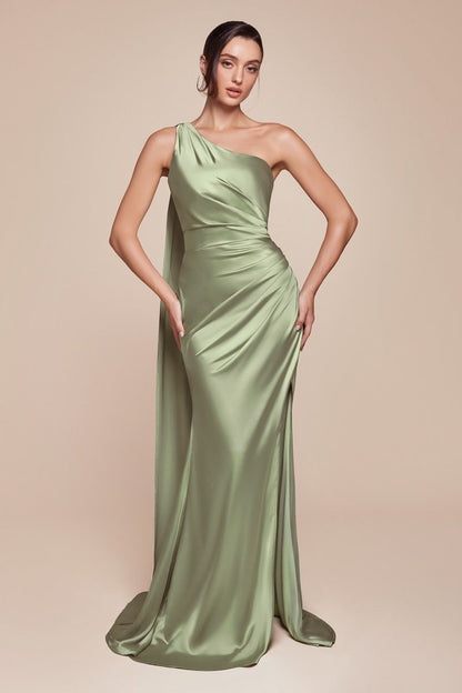 The Diana One Shoulder Satin Gown