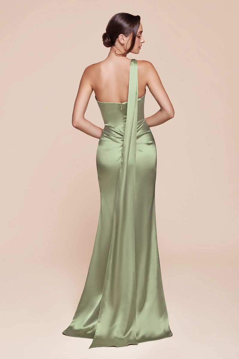 The Diana One Shoulder Satin Gown