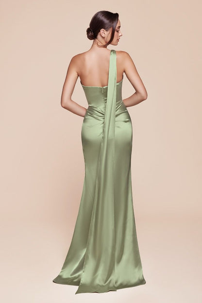 The Diana One Shoulder Satin Gown