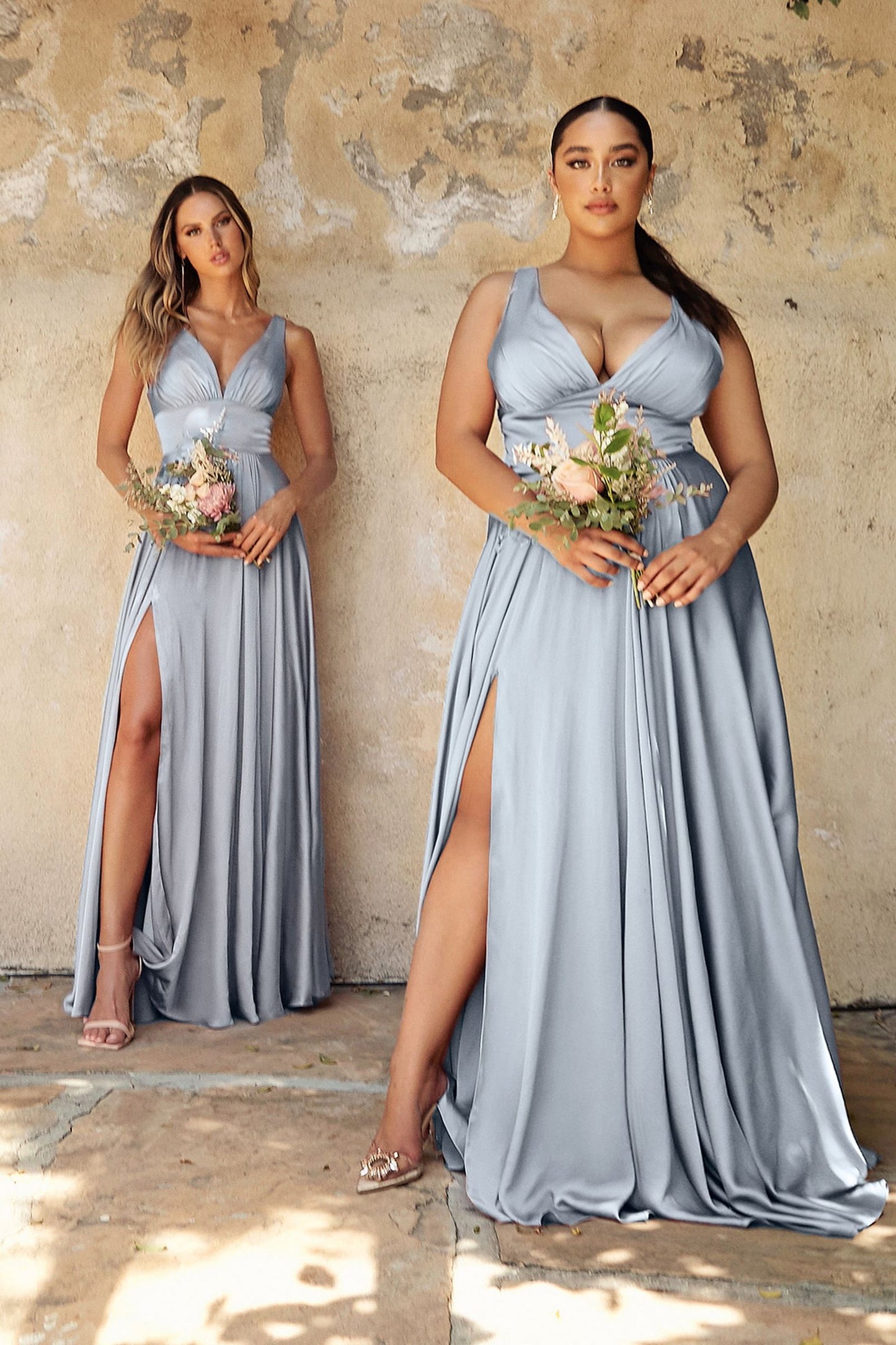 Veronica Satin A-Line V-Neck Bridesmaids Dress