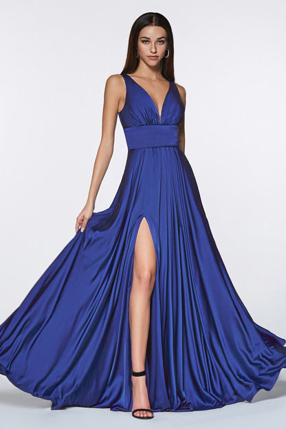 Veronica Satin A-Line V-Neck Bridesmaids Dress: plus