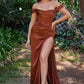 Leena Off the Shoulder Corset Smooth Satin Gown