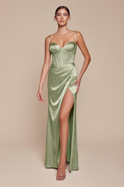 Angela Fitted Bustier Draped Gown