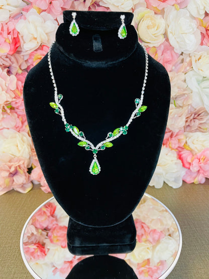 Sage and Emerald Necklace and Earrings Set