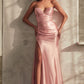 The Dany Luminescent Strapless Satin Fitted Gown