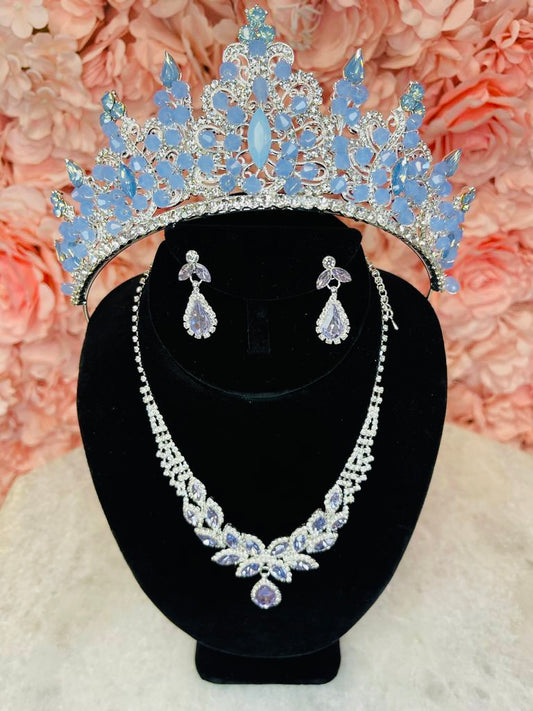 Ice Blue and Silver Crown Set