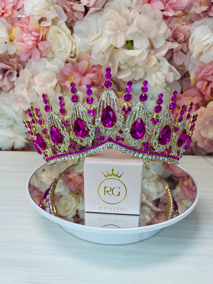 Gold with Fuchsia Quinceañera Crown