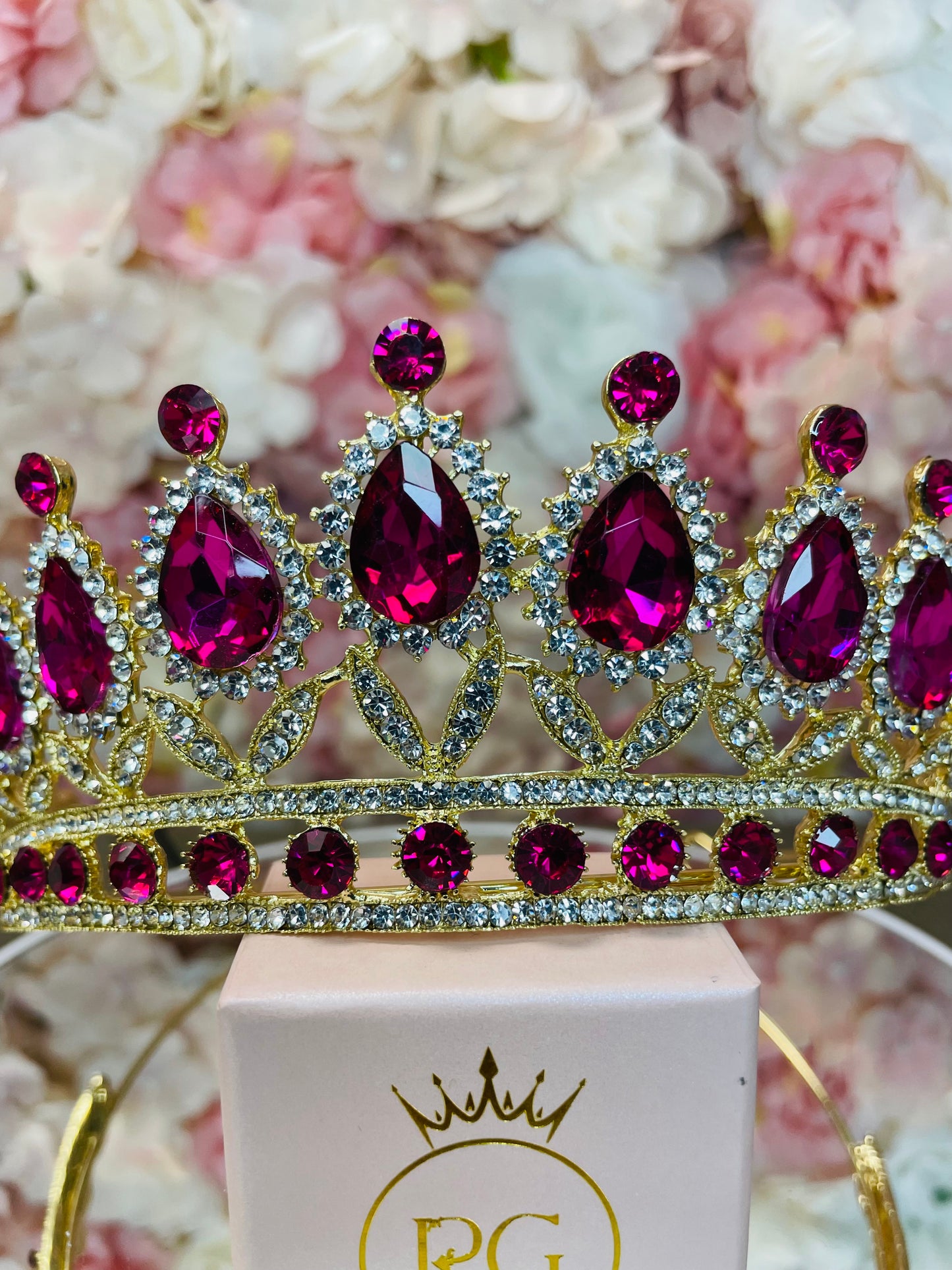 Gold and Fuchsia Quinceañera Crown