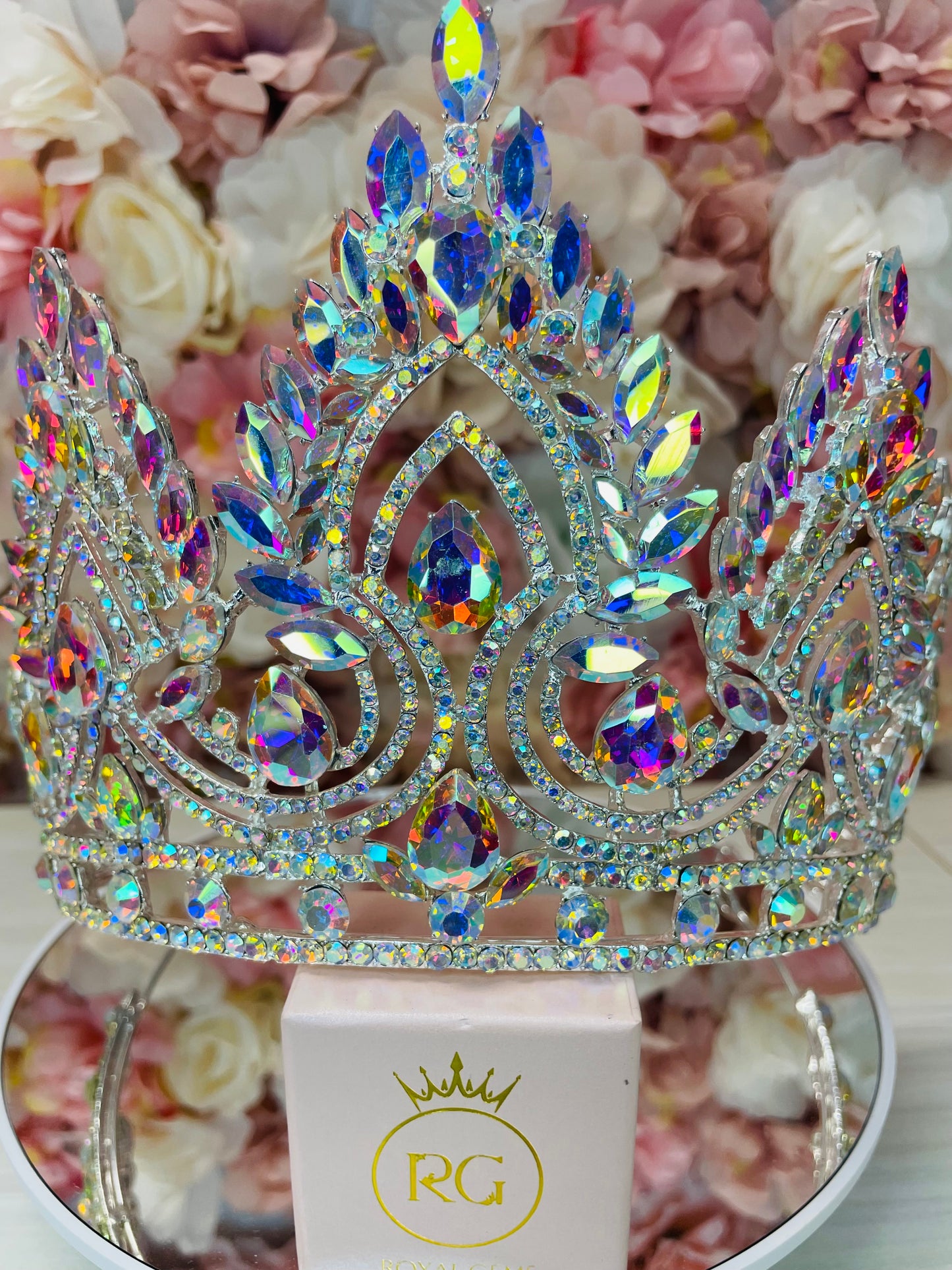 Tall Iridescent Quinceañera Crown