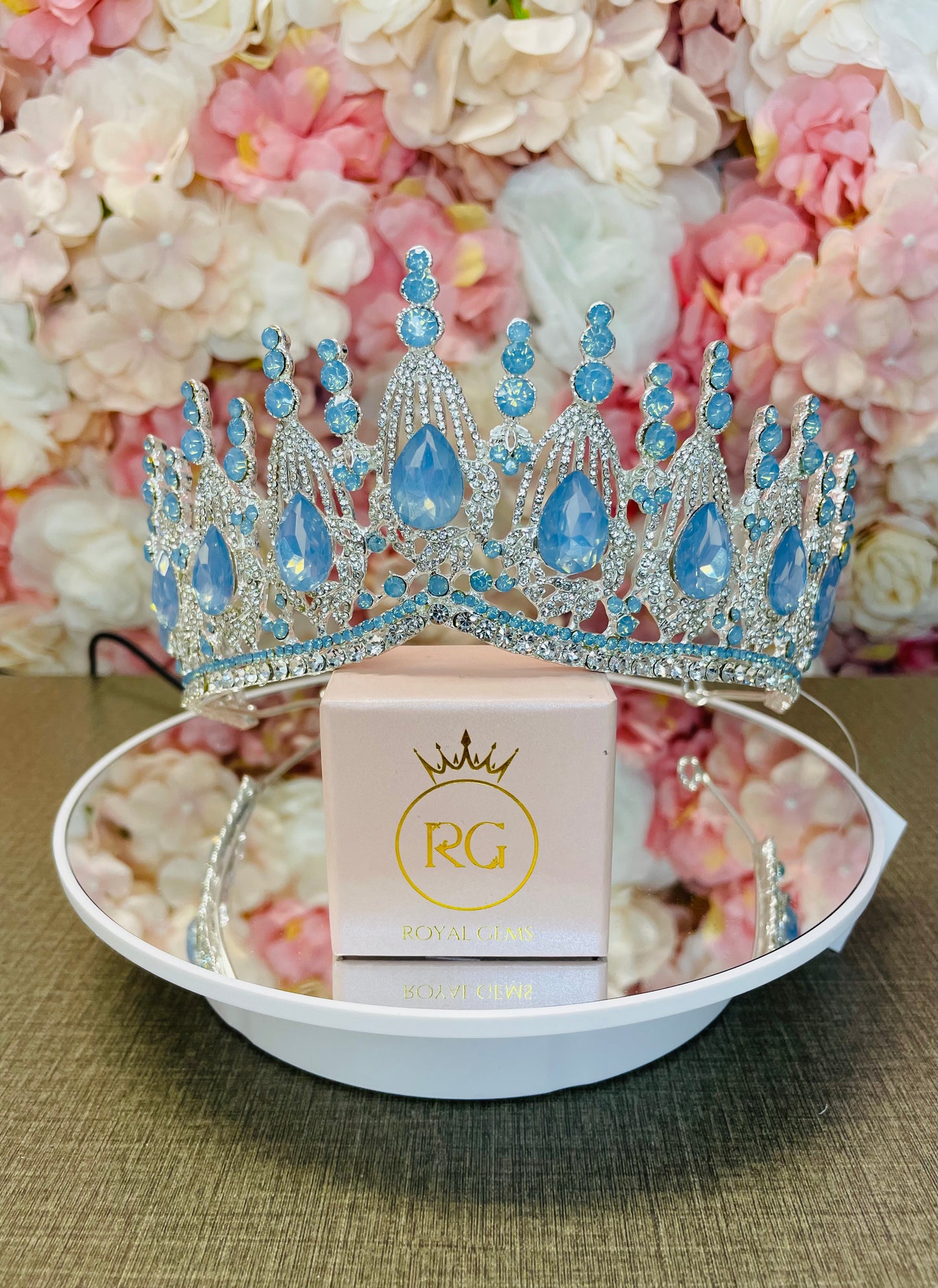 Ice Blue Quinceañera Crown Pageant Tiara