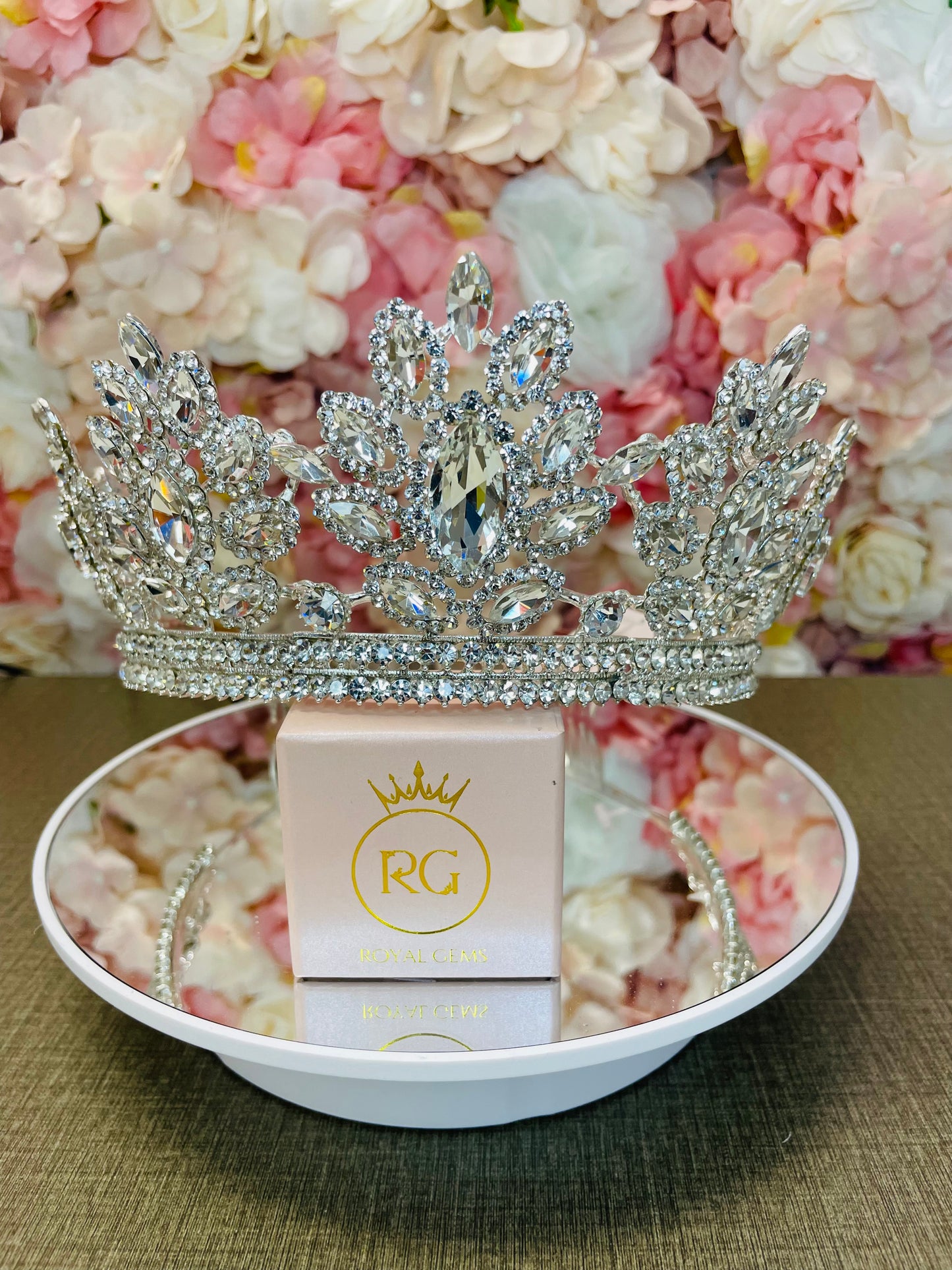 Silver Rhinestone Quinceañera Crown Pageant Tiara