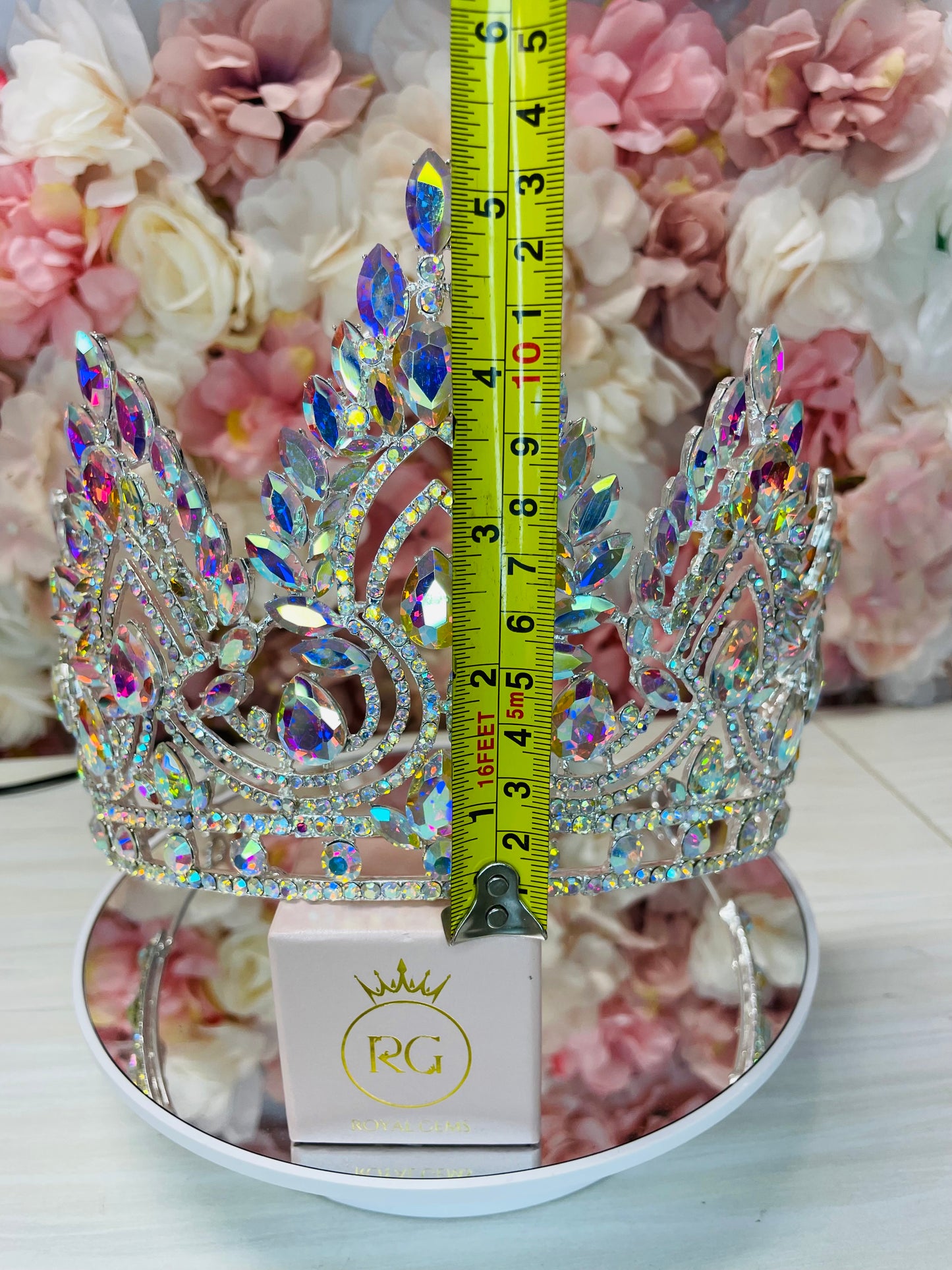 Tall Iridescent Quinceañera Crown