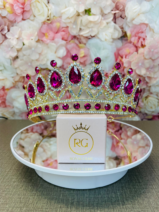 Gold and Fuchsia Quinceañera Crown