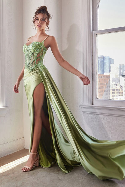 The Harper Embellished Lace and Satin Fitted Gown