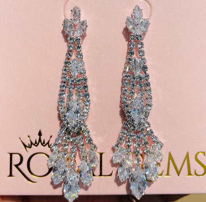 Long Silver Dangle Earrings