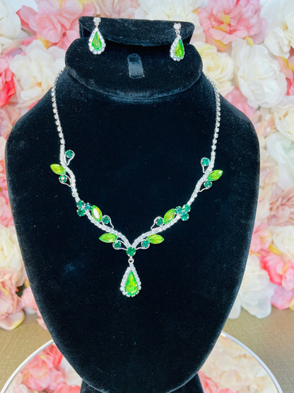 Sage and Emerald Necklace and Earrings Set
