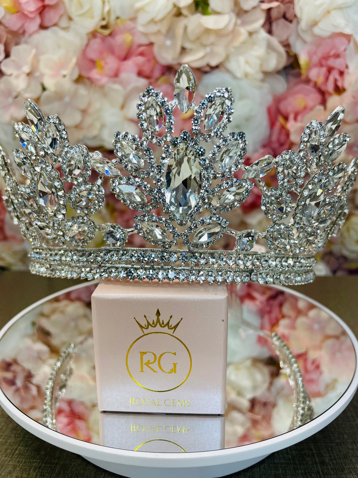 Silver Rhinestone Quinceañera Crown Pageant Tiara