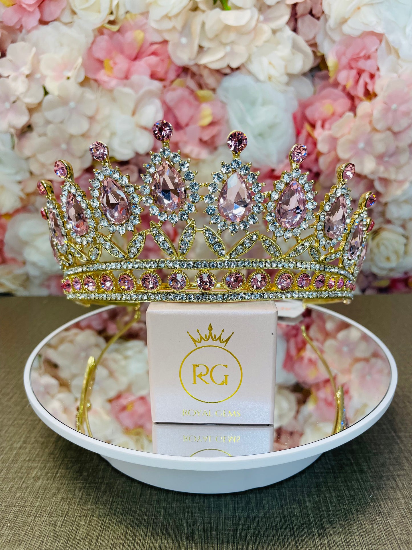 Gold with Pink Quinceañera Crown