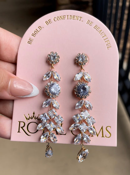 Gold with Silver Rhinestone Earrings