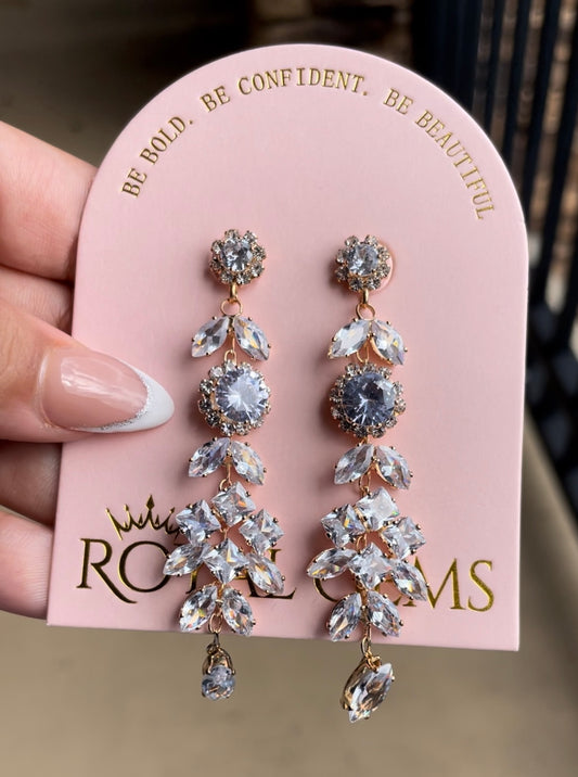 Gold with Silver Rhinestone Earrings