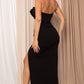 Ariana Asymmetrical Black Tube Top Maxi dress