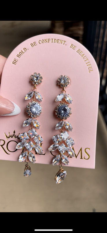 Gold with Silver Rhinestone Earrings