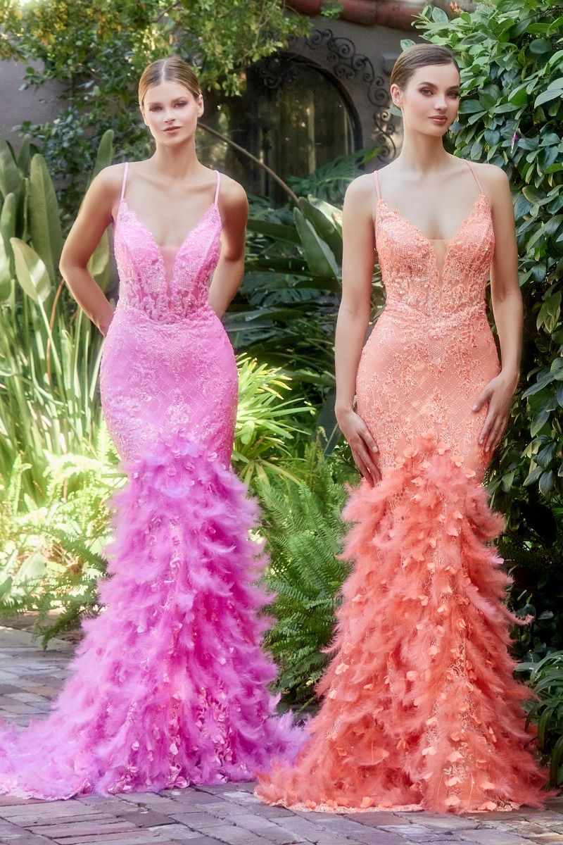 The Farrah Feather Mermaid Gown