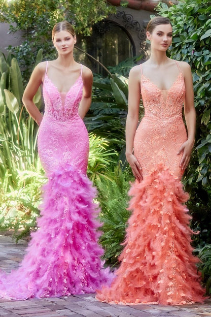 The Farrah Feather Mermaid Gown