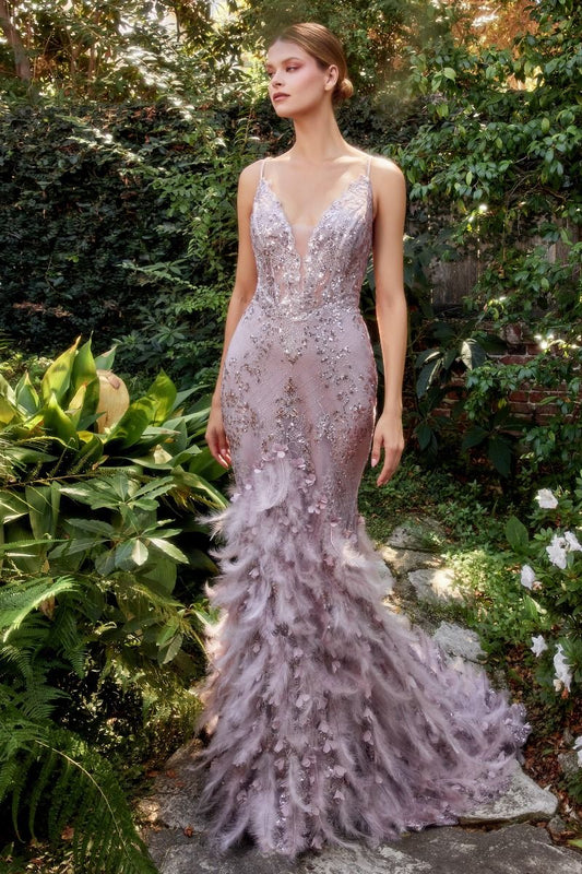 The Farrah Feather Mermaid Gown