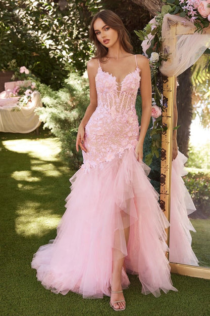 Lace and Tulle Pink Mermaid Dress