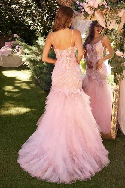 Lace and Tulle Pink Mermaid Dress