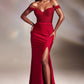 Rossy Off the Shoulder Rhinestone Fitted Gown Red