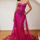 Aria Strapless Lace Fitted Gown with Overskirt