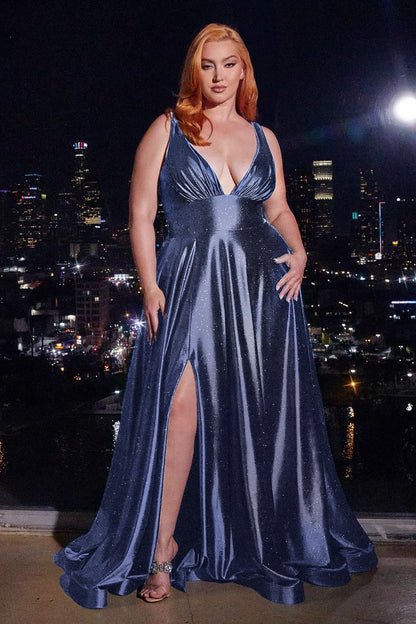 The Adella Glitter Satin A-Line Dress