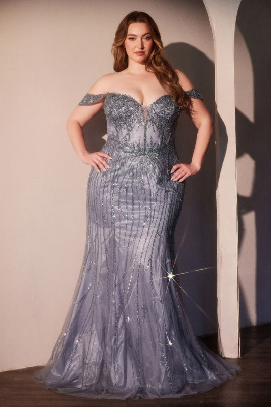 The Melinda off the Shoulder Beaded Gown