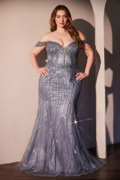 The Melinda off the Shoulder Beaded Gown