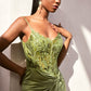 The Savannah Fitted Satin Gown with Embellished Bodice