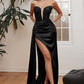 Chloe Satin Strapless Corset Gown Black