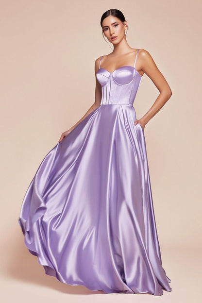 The Corinne A-line Satin Bustier Dress