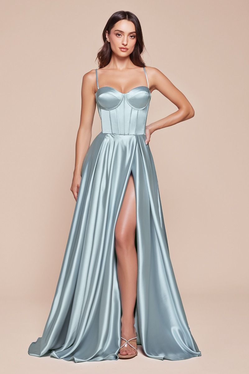 The Corinne A-line Satin Bustier Dress