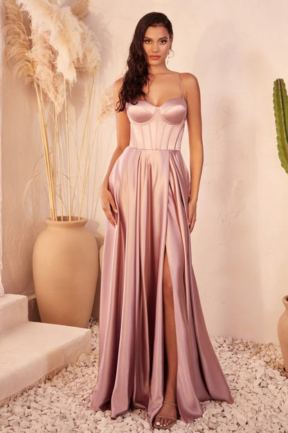 The Corinne A-line Satin Bustier Dress