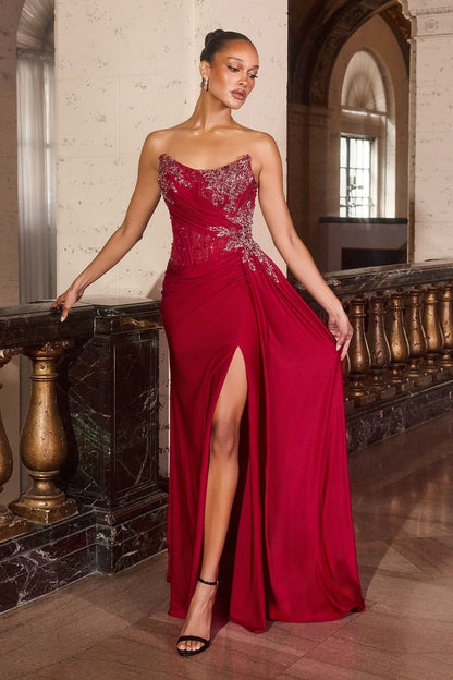 The Gaby Beaded with Satin Stretch Gown