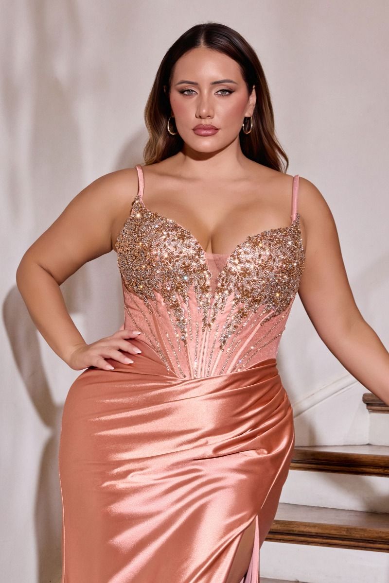 The Adelina Satin and Beaded Dress: Plus Rose gold / 20 The Adelina Satin and Beaded Dress: Plus Rose gold / 20